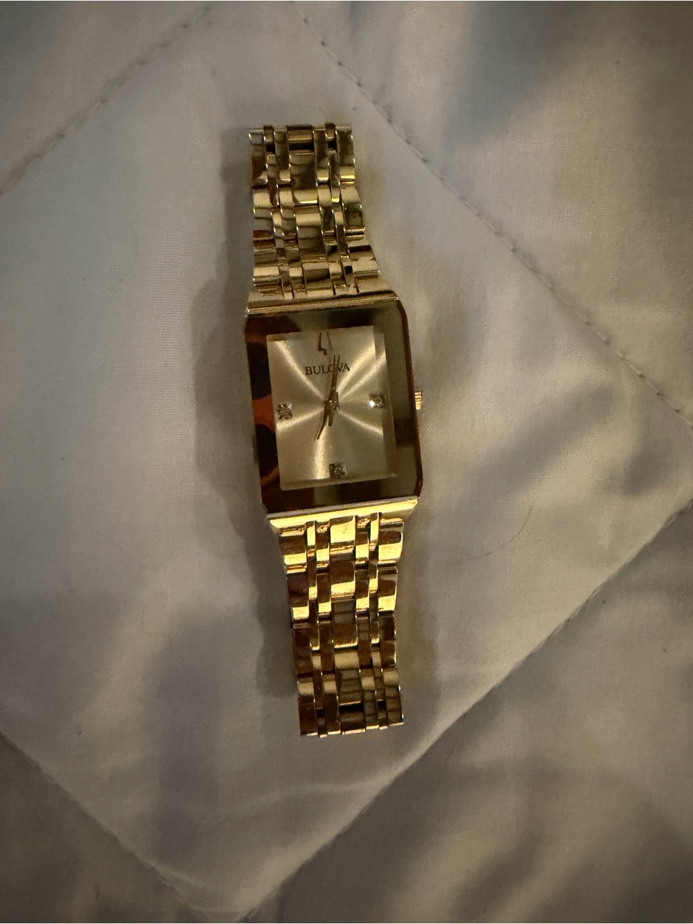 Bulova Gold-Tone Rectangular Dress Watch